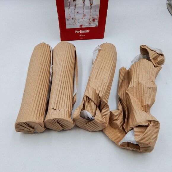 Pier 1 Imports Tear Drop Swirl Champagne Glasses Flutes Red Green - Picture 3 of 5